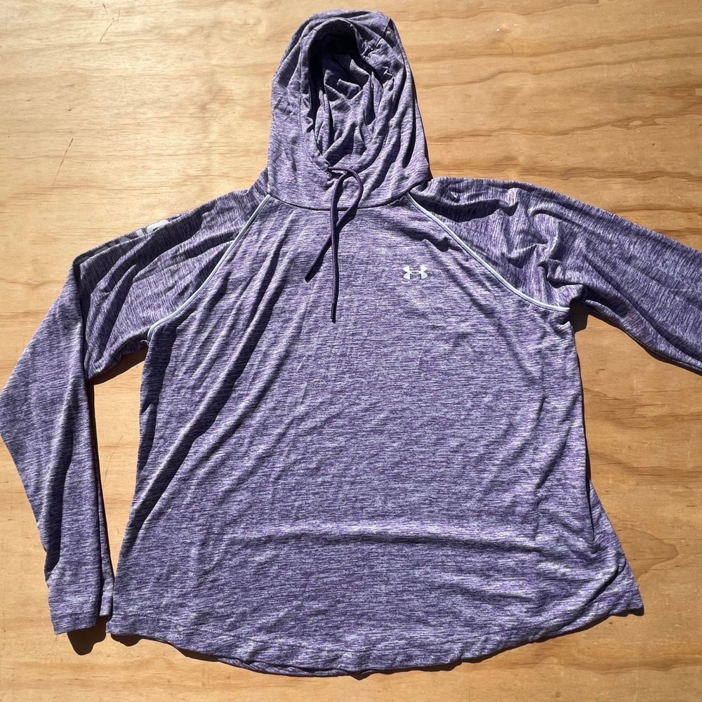 Under Armour HeatGear Purple Space Dye Hoodie Womens XL Loose Fit Pullover